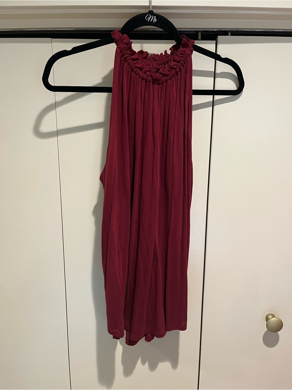 LOFT Burgundy Ruched Halter Tank Top